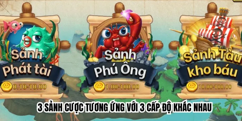 3 sảnh cược tương ứng với 3 cấp độ khác nhau